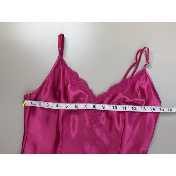 VTG Victorias Secret Y2K Satin Babydoll Slip Dress S Pink lace trim Coquette - Picture 8 of 13